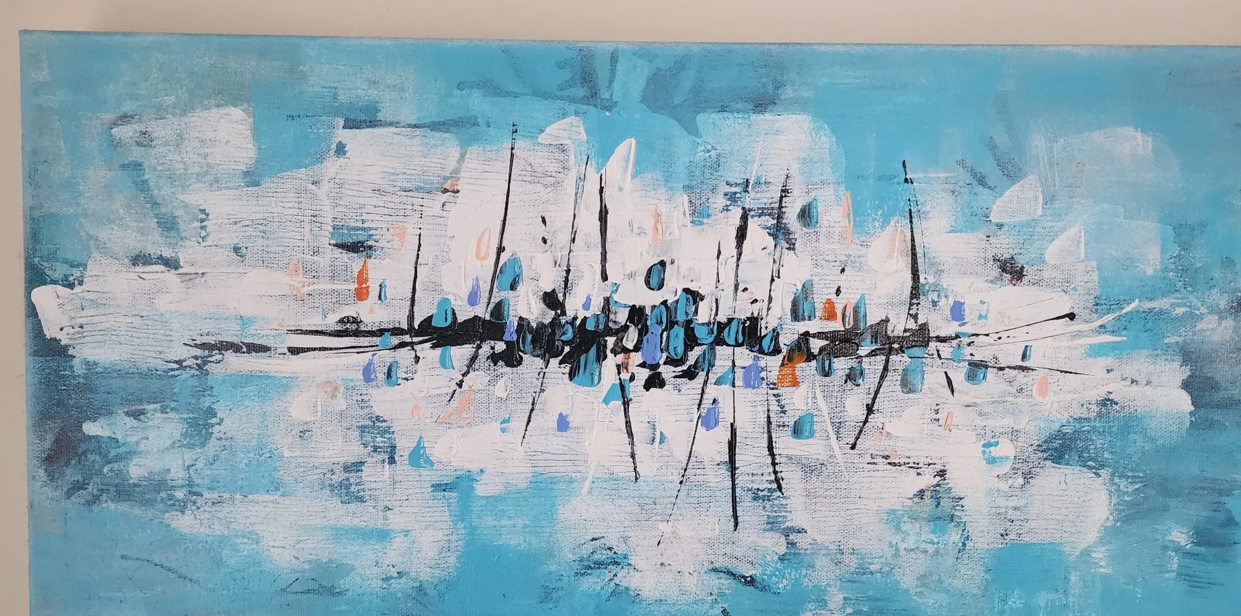 Blue and white abstract painting from Cindy's collection
